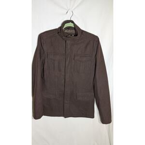Vtg Guess Mens Wool Blend Military Jacket Coat Sz S Utility Field Pockets Brown